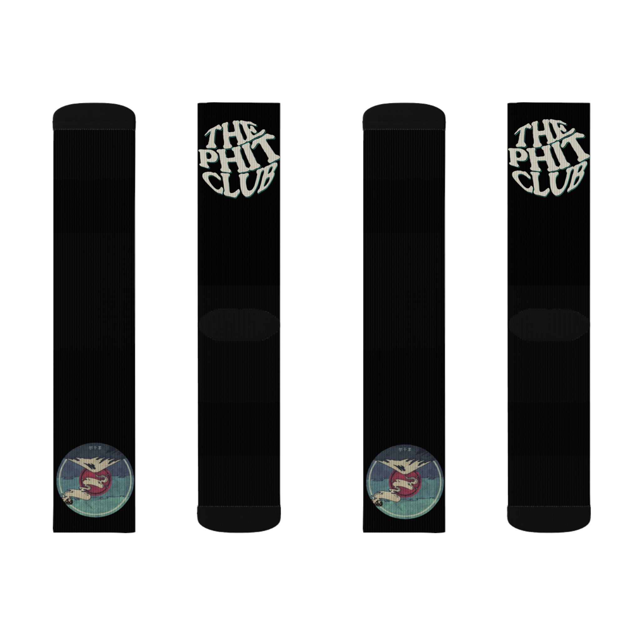 Black Sublimation Socks with “Care, Cultivate, Grow Yourself” Plant Graphic