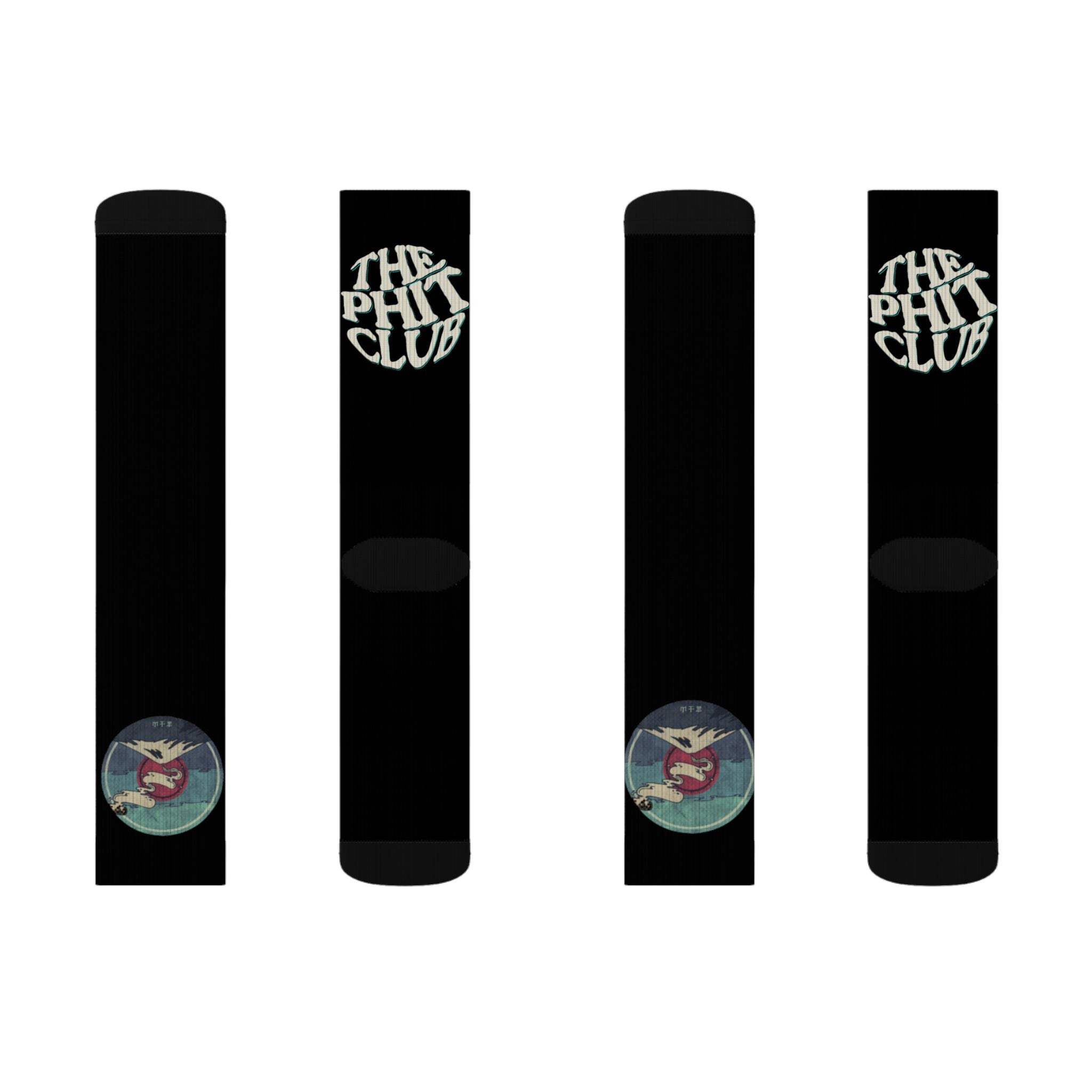 Black Sublimation Socks with “Care, Cultivate, Grow Yourself” Plant Graphic